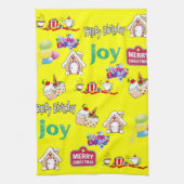 Vrolijk Kerstfeest Happy Birthday Keuken Handdoek (Verticaal)