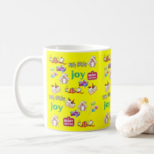 Vrolijk kerstfeest Happy Birthday Mok (Met donut)