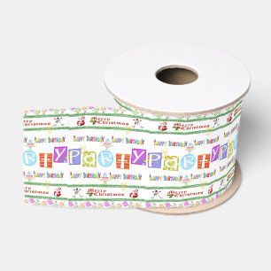 Vrolijk Kerstfeest Happy Birthday Ribbon Grosgrain Lint