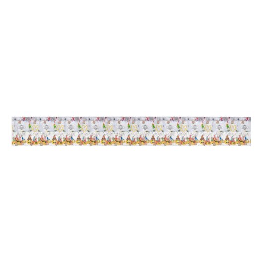 Vrolijk Kerstfeest Happy Birthday Ribbon Grosgrain Lint (Voorkant)