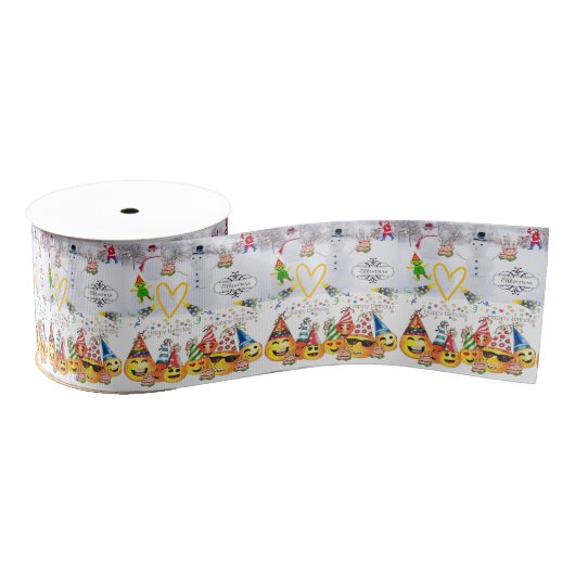 Vrolijk Kerstfeest Happy Birthday Ribbon Grosgrain Lint (Spoel)