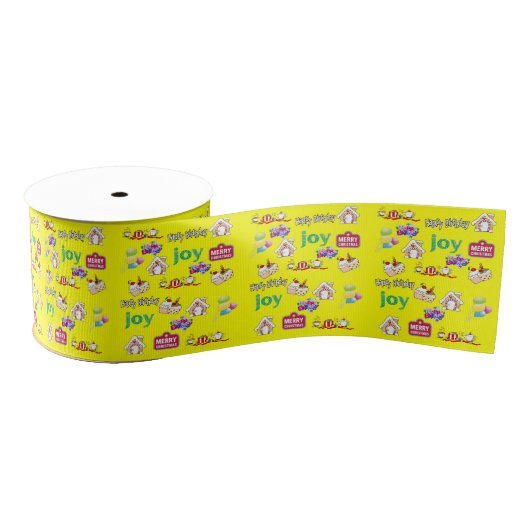 Vrolijk kerstfeest Happy Birthday Yellow Ribbon Grosgrain Lint (Spoel)