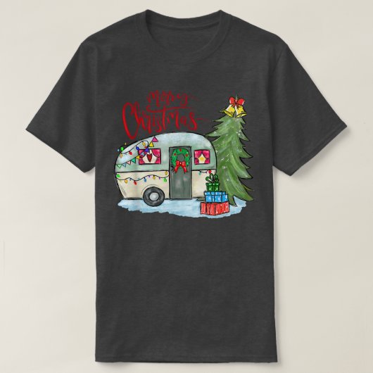 Vrolijk kerstfeest Happy Camper Funny Camping Life T-shirt (Design voorkant)