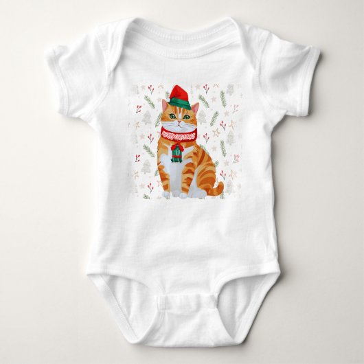 Vrolijk Kerstfeest Happy Cat Bodysuit - Uniek Ontw (Voorkant)
