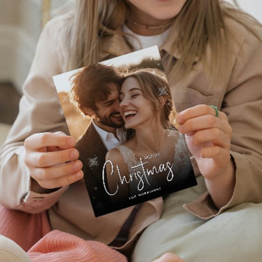 Vrolijk Kerstfeest Happy Couple Custom Photo Feestdagenkaart