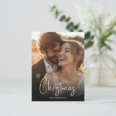 Vrolijk kerstfeest Happy Couple Custom Photo Holid Briefkaart (Staand voorkant)