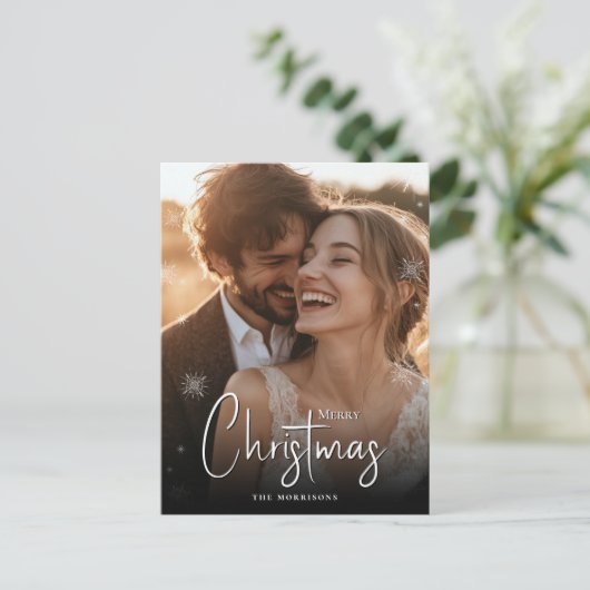 Vrolijk kerstfeest Happy Couple Custom Photo Holid Briefkaart (Staand voorkant)
