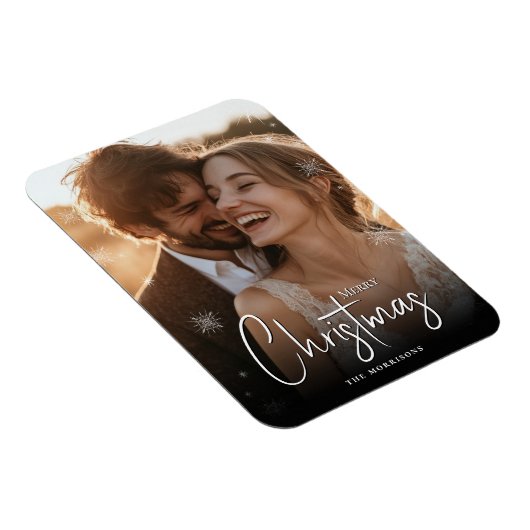 Vrolijk Kerstfeest Happy Couple Custom Photo Magneet (Rechterzijde)