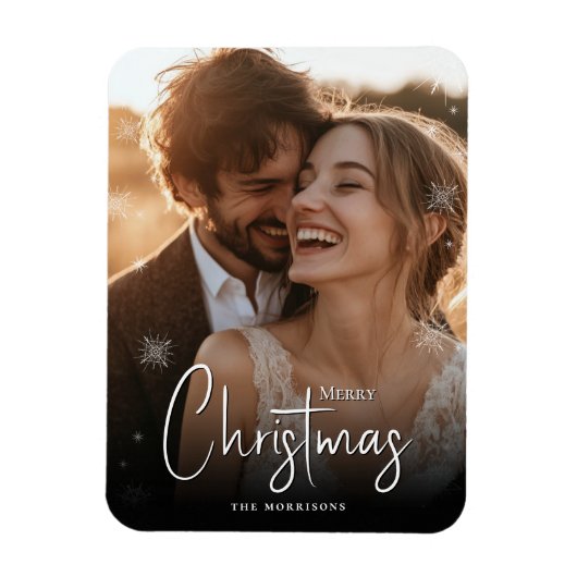 Vrolijk Kerstfeest Happy Couple Custom Photo Magneet (Verticaal)