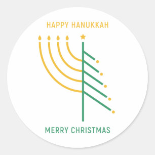 Vrolijk kerstfeest, Happy Hanukkah Ronde Sticker