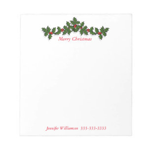 Vrolijk kerstfeest Happy Holiday Holly Persoonlijk Notitieblok