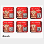 Vrolijk kerstfeest Happy Monkey QR-code Vierkante Sticker (Vel)