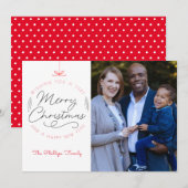 Vrolijk kerstfeest, Happy New Year Red Modern Foto Feestdagenkaart (Voorkant / Achterkant)
