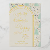 Vrolijk kerstfeest Happy Nieuwjaar Abstracte bomen Folie Feestdagenkaart (Voorkant)