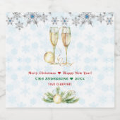 Vrolijk kerstfeest Happy Nieuwjaar Crystal Snowfla Sparkling Wijnetiket (Enkel label)