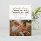 Vrolijk kerstfeest Happy Nieuwjaar Floral Feestdagenkaart (Staand voorkant)