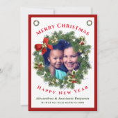 Vrolijk kerstfeest Happy Nieuwjaar foto Aangepast Feestdagenkaart (Voorkant)