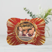 Vrolijk kerstfeest Happy Nieuwjaar Foto Fancy Feestdagenkaart (Staand voorkant)