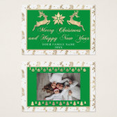 Vrolijk kerstfeest Happy Nieuwjaar Foto Groen Visitekaartje (Voorkant /achterkant)