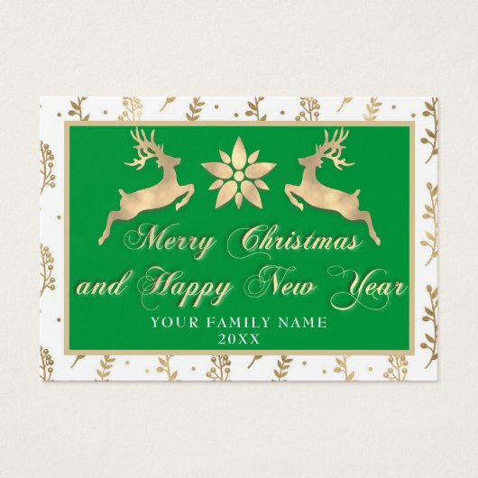 Vrolijk kerstfeest Happy Nieuwjaar Foto Groen Visitekaartje (Voorkant)