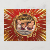 Vrolijk kerstfeest Happy Nieuwjaar Gold Cirkel Fot Briefkaart (Voorkant)