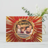 Vrolijk kerstfeest Happy Nieuwjaar Gold Cirkel Fot Feestdagenkaart (Staand voorkant)