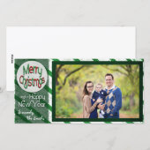 Vrolijk kerstfeest/Happy Nieuwjaar Groene Stripes Feestdagenkaart (Voorkant / Achterkant)