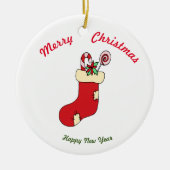 Vrolijk kerstfeest Happy Nieuwjaar keramisch Ornam Keramisch Ornament (Voorkant)