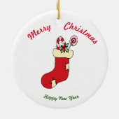 Vrolijk kerstfeest Happy Nieuwjaar keramisch Ornam Keramisch Ornament (Achterkant)