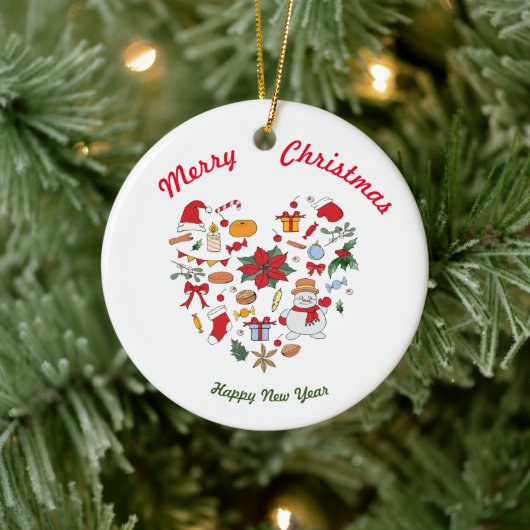 Vrolijk kerstfeest Happy Nieuwjaar keramisch Ornam Keramisch Ornament (Boom)