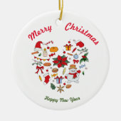 Vrolijk kerstfeest Happy Nieuwjaar keramisch Ornam Keramisch Ornament (Voorkant)