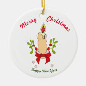 Vrolijk kerstfeest Happy Nieuwjaar keramisch Ornam Keramisch Ornament (Voorkant)