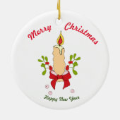 Vrolijk kerstfeest Happy Nieuwjaar keramisch Ornam Keramisch Ornament (Achterkant)