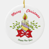 Vrolijk kerstfeest Happy Nieuwjaar keramisch Ornam Keramisch Ornament (Achterkant)