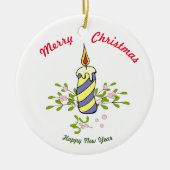 Vrolijk kerstfeest Happy Nieuwjaar keramisch Ornam Keramisch Ornament (Voorkant)