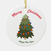 Vrolijk kerstfeest Happy Nieuwjaar keramisch Ornam Keramisch Ornament (Voorkant)