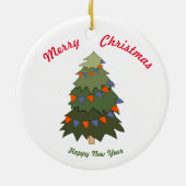 Vrolijk kerstfeest Happy Nieuwjaar keramisch Ornam Keramisch Ornament (Achterkant)