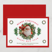 Vrolijk kerstfeest Happy Nieuwjaar kerstfoto Aange Feestdagenkaart (Voorkant / Achterkant)