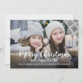 Vrolijk kerstfeest Happy Nieuwjaar sneeuwvlokken f Feestdagenkaart (Voorkant)