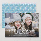 Vrolijk kerstfeest Happy Nieuwjaar sneeuwvlokken f Feestdagenkaart (Voorkant / Achterkant)