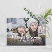 Vrolijk kerstfeest Happy Nieuwjaar sneeuwvlokken f Feestdagenkaart (Staand voorkant)