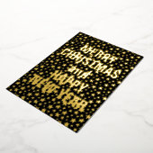 Vrolijk kerstfeest Happy Nieuwjaar ster zwart en g Folie Feestdagenkaart (Gedraaid)