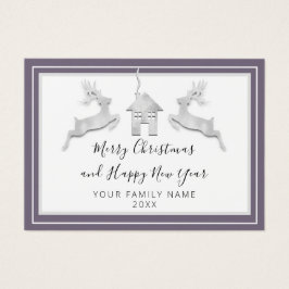 Vrolijk kerstfeest Happy Nieuwjaarnaam White Smoky Visitekaartje