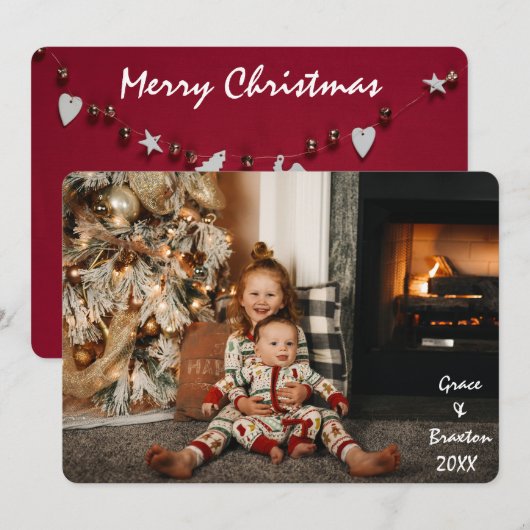 Vrolijk kerstfeest Happy Nieuwjaarsfotokaart Feestdagenkaart (Voorkant / Achterkant)