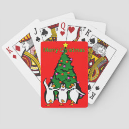 Vrolijk kerstfeest Happy Penguins Poker-speelkaart Speelkaarten