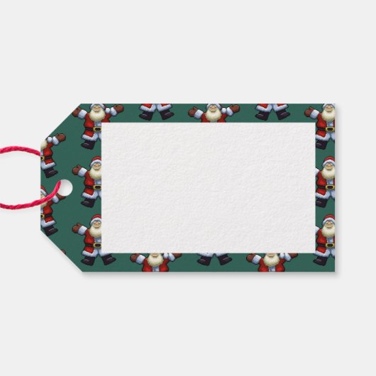 vrolijk kerstfeest! Happy Santa Father kerstpatroo Cadeaulabel (Achterkant Horizontaal)