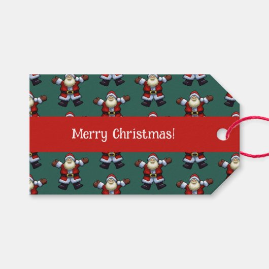 vrolijk kerstfeest! Happy Santa Father kerstpatroo Cadeaulabel (Voorkant (Horizontaal))