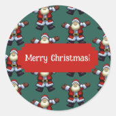 vrolijk kerstfeest! Happy Santa Father kerstpatroo Ronde Sticker (Voorkant)