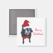 Vrolijk kerstfeest Happy Santa Pug Dog Magnets Magneet (Voorkant / Achterkant)