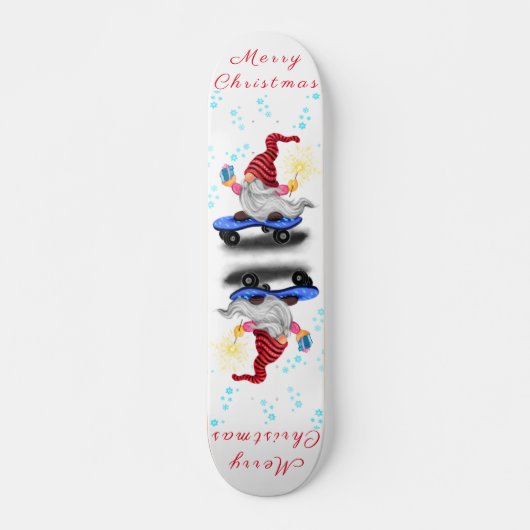 Vrolijk kerstfeest - Happy Skater Gnome met cadeau Persoonlijk Skateboard (Voorkant)